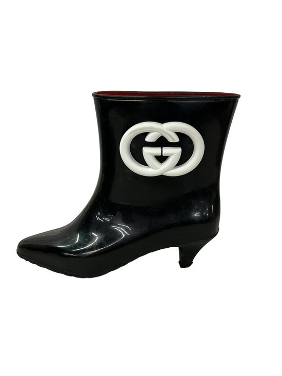 Gucci Rubber Double G Womens Rain Boots 37 Black 1684140  Gucci Rain Boots 38 Black White Interlocking